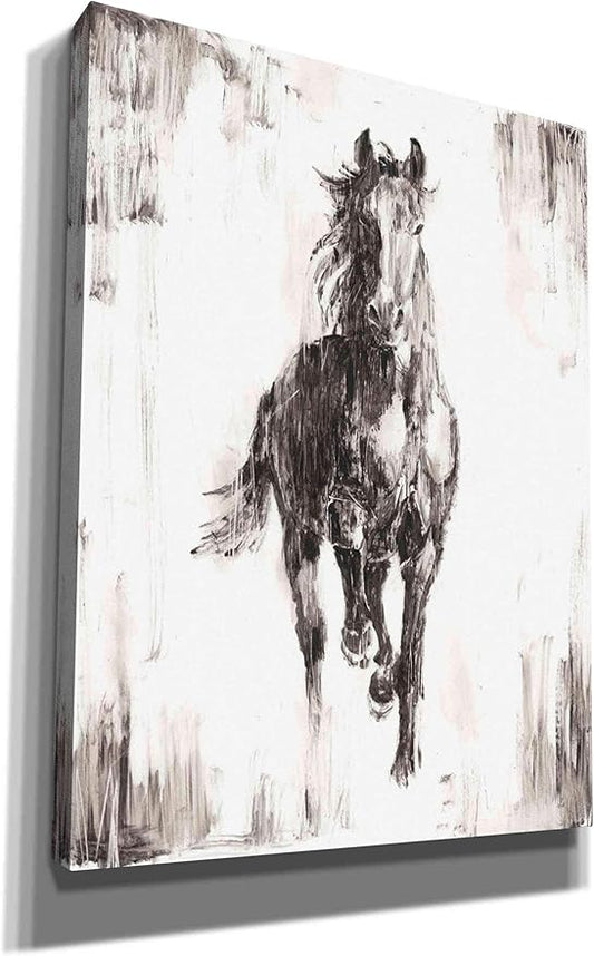Epic Graffiti 'Rustic Black Stallion I' by Ethan Harper Canvas Wall Art, 26"x34"