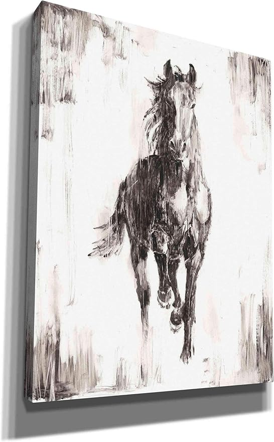 Epic Graffiti 'Rustic Black Stallion I' by Ethan Harper Canvas Wall Art, 12"x16"