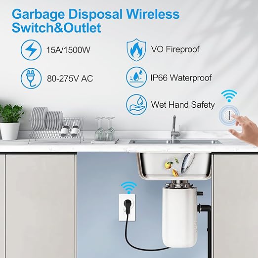 Greencycle Wireless Remote Control Outlet Plug with Switch,On Off Outlet Switch for Light,15A,Renmote Control for Indoor Lights,Lamps,Household,300ft Long Range,No Wiring,White,1SW+4Outlets