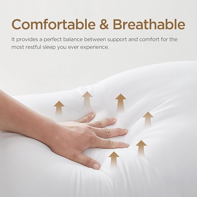 Acanva Bed Pillows Queen Size Set of 2, Fluffy 3D Down Like Filled, Machine Washable, Soft and Supportive for Side, Back or Stomach Sleepers