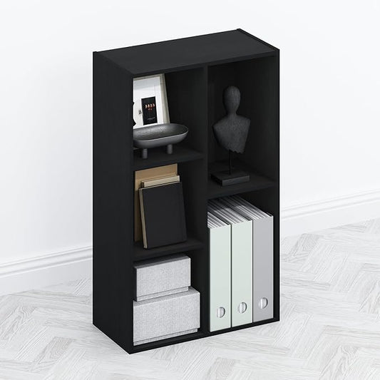 Furinno TOMI TV Stand, 5-Cube Entertainment Center with Open Shelf, Reversible TV Console, for Living Room, Bedroom, Home Office, Blackwood