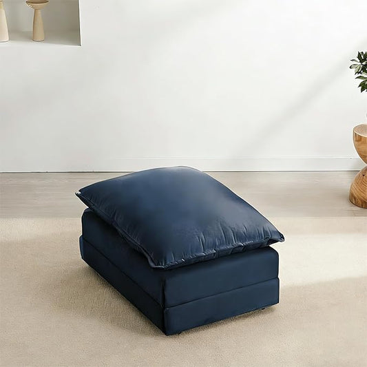 Modular Oversized Chair Ottoman with Removable Pillow Top, 39”W Big Ottoman, Convertible Square Foot Rest Stool, Upholstered Extra Seating for Living Room & Bedroom, Sand Beige
