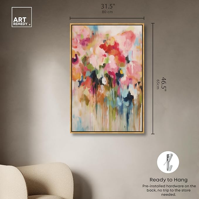 Art Remedy Soft Lush Pastel Canvas New Floral Wall Art, Gold Frame, 30" x 45"