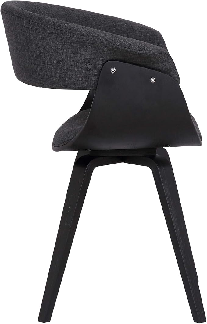 Armen Living Summer Contemporary Dining Chair in Black Brush Wood Finish and Charcoal Fabric - Set of 2