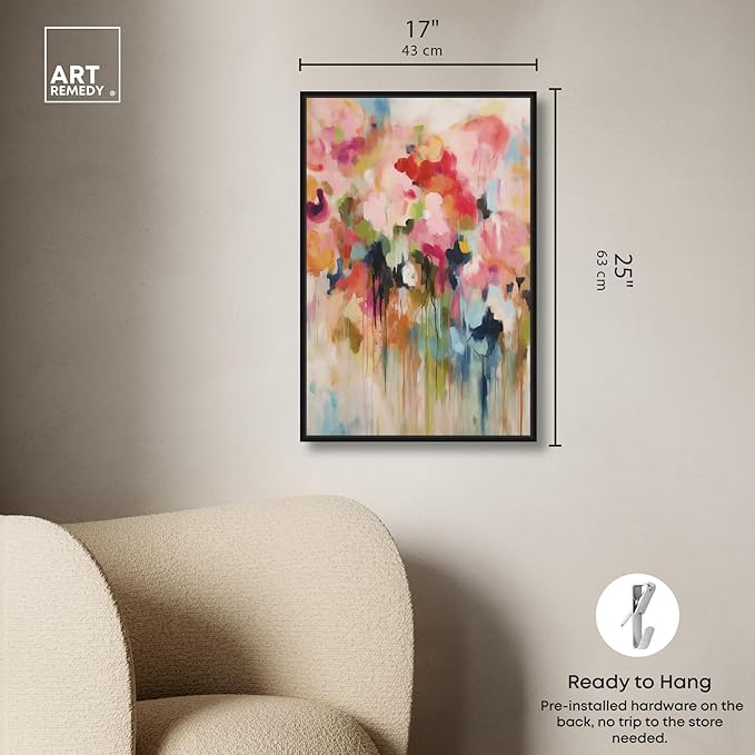 Art Remedy Soft Lush Pastel Canvas New Floral Wall Art, Black Frame, 16" x 24"