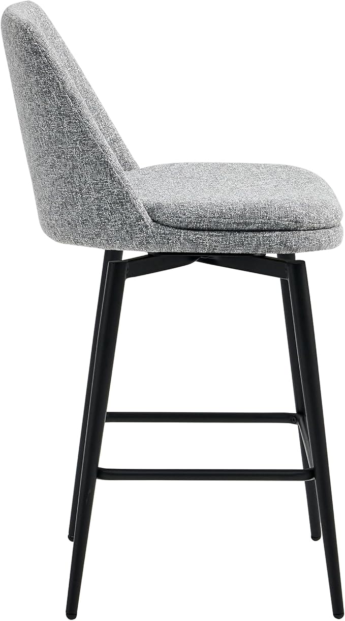 CHITA Swivel Bar Stools, 27.2" Counter Height Bar Stools Set of 2, FSC Certified Upholstered Modern Counter Stools, Metal Legs, Fabric, Grey (Multi-Colored)