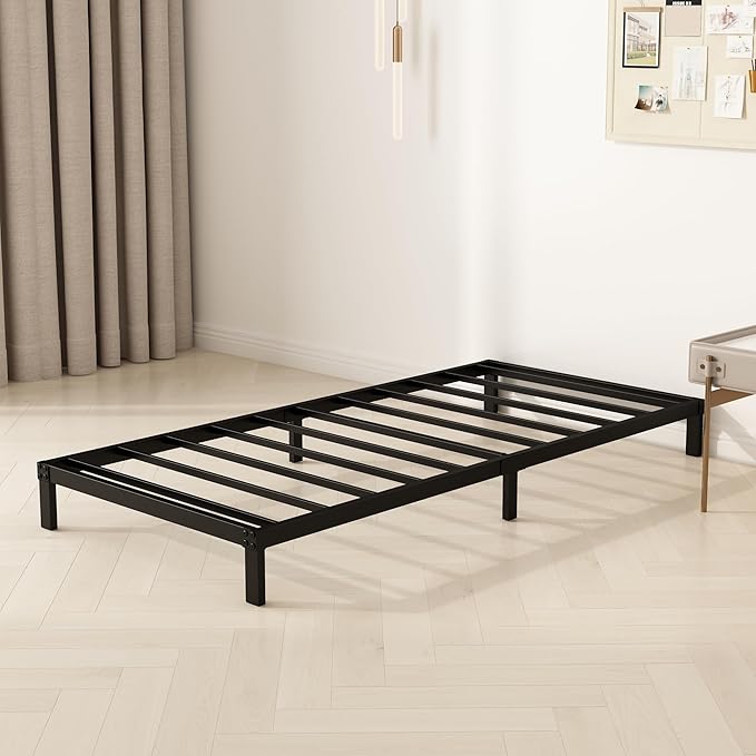 8 Inch Twin Bed Frames, Heavy Duty Metal Platform Bed Frame No Box Spring Needed, Noise Free, Easy Assembly, Black