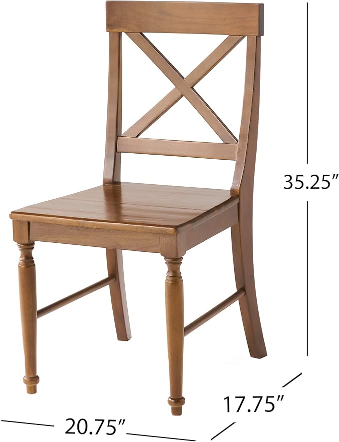 Christopher Knight Home Rovie Acacia Wood Dining Chairs, 2-Pcs Set, Dark Oak