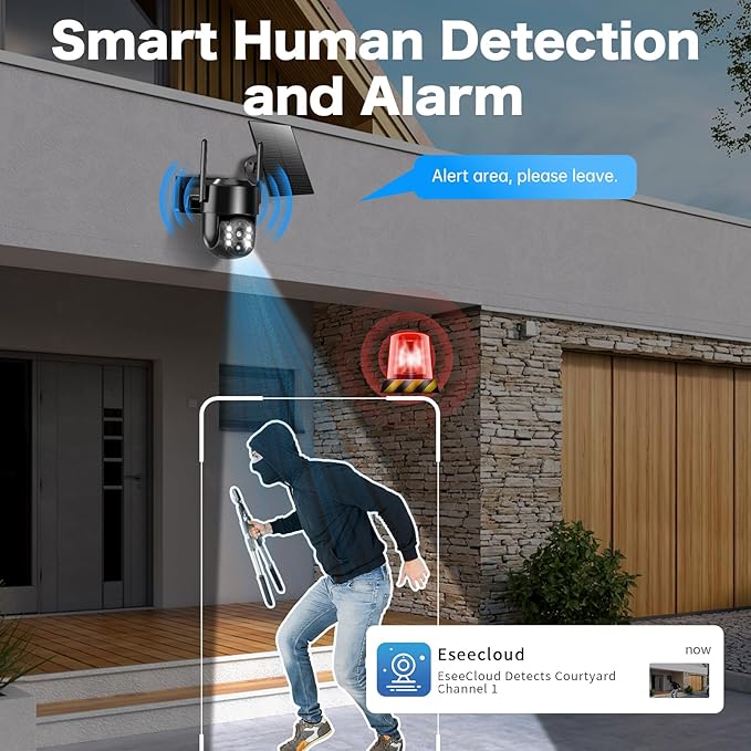Solar Security Cameras Wireless Outdoor, 5G/2.4G Solar WiFi Cameras for Home Security, Solar Powered Outside Camera Wireless,Human Detection, Color Night Vision, 2-Way Talk (black02)