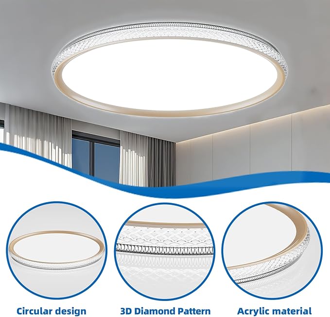Led Ceiling Light Flush Mount,Bedroom Lights for Ceiling,led Kitchen Ceiling Light,Dimmable 35W 4000LM,5CCT Selectable Color Temperature,15 in for Living Room,Office,Hallway,Bedroom,Kitchen