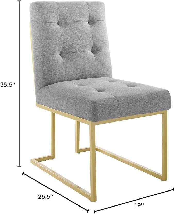 Modway Privy Upholstered Gold Stainless Steel Dining Chair in Gold Light Gray