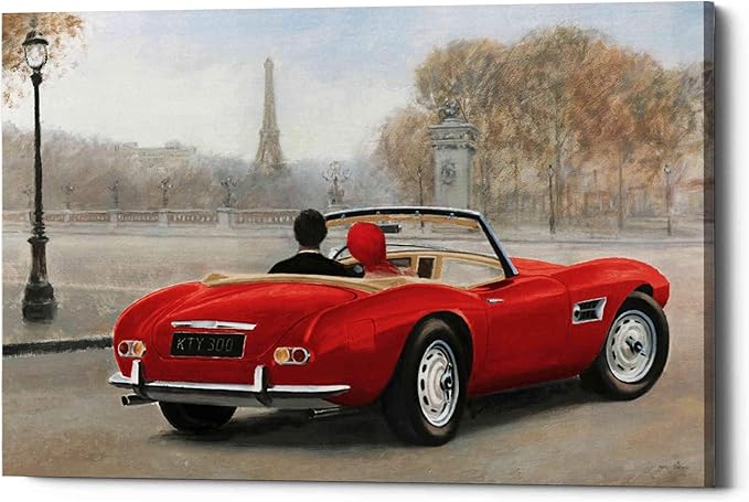 Epic Graffiti 'A Ride in Paris III Red Car' by Marco Fabiano, Canvas Wall Art, 60"x40"