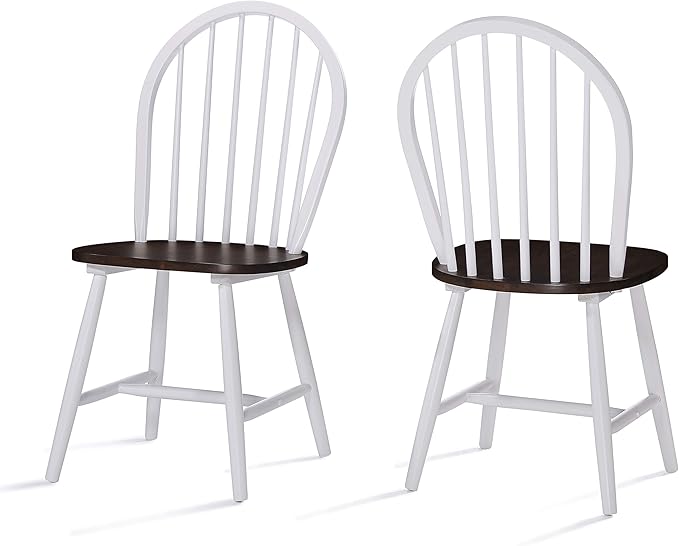 Christopher Knight Home Declan Farmhouse Cottage High Back Spindled Rubberwood Dining Chairs, 2-Pcs Set, Brown / White