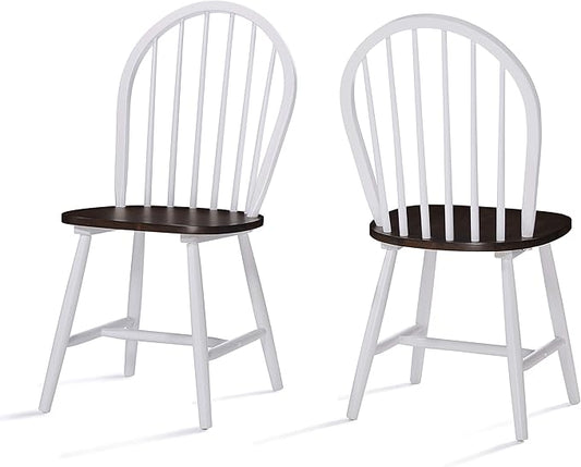 Christopher Knight Home Declan Farmhouse Cottage High Back Spindled Rubberwood Dining Chairs, 2-Pcs Set, Brown / White
