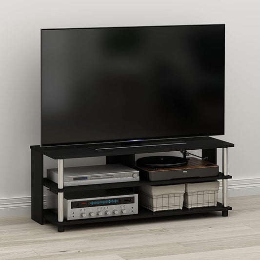 Furinno Sully 3-Tier Stand for TV up to 48 Inch, Americano/Chrome