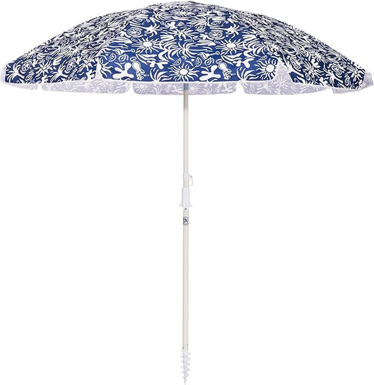 Business & Pleasure Co. Margaritaville Manana Umbrella - 6.5' Beach Umbrella Sand Anchor, 7' Tall Telescopic Aluminum Pole, UPF 50+