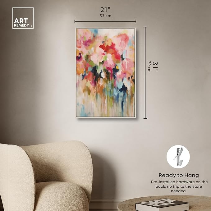 Art Remedy Soft Lush Pastel Canvas New Floral Wall Art, Silver Frame, 20" x 30"