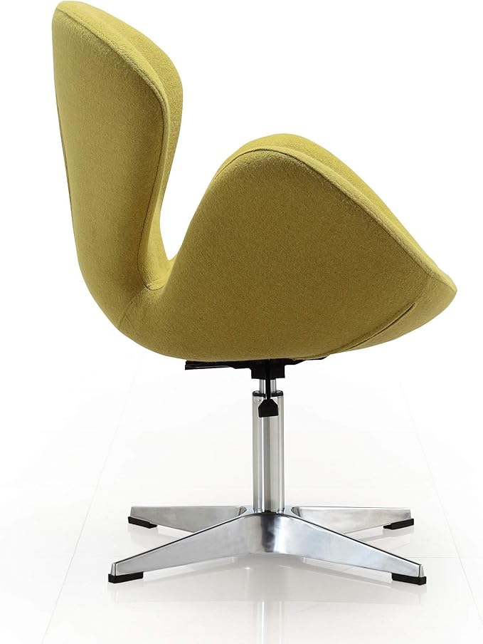 Manhattan Comfort Raspberry Adjustable Swivel Accent Chair Set of 2 with 360° Turn, Polished Chrome Base, Modern Retro Design, Ideal for Living Room and Home Office, Green Wool Blend