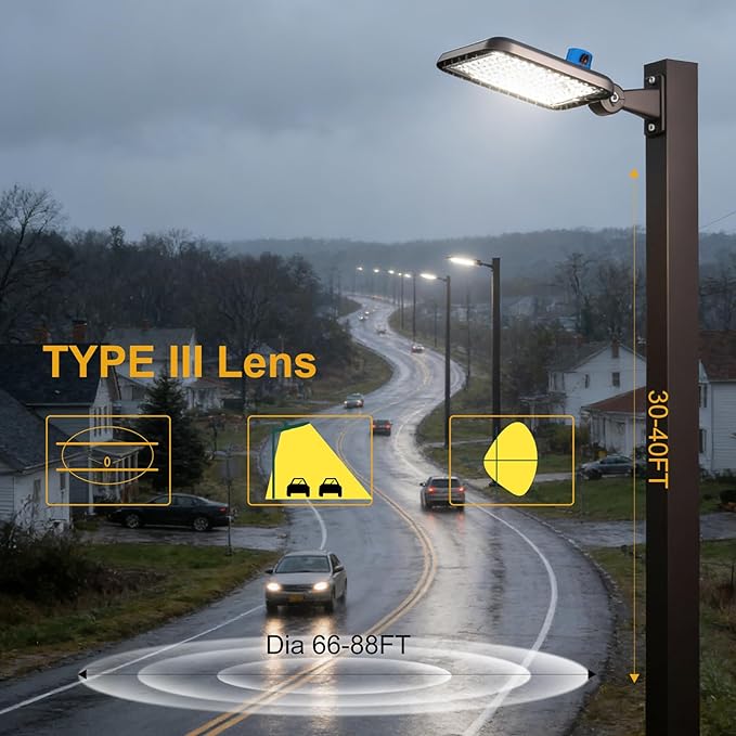 240W LED Parking Lot Light 36000lm (Eqv 1000W HID HPS) Arm Mount LED Pole Light IP65 5000K ETL Listed Commercial Area Lighting with Smart Photocell 6KV SPD 7 Yrs Warranty -2Pack