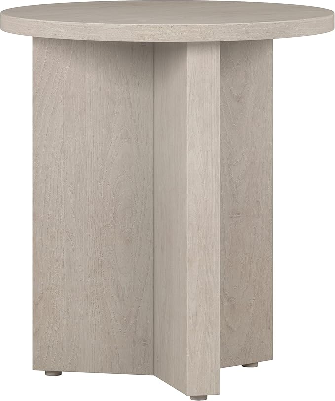 Henn&Hart 20" Wide Round Side Table in Alder White, for Home, Living Room, Bedroom, Entertainment or Office