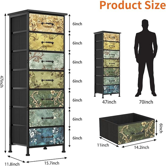Fixwal White Tall Dresser for Bedroom, Closet Organizers and Storage Tall Fabric Dresser for Closet, Drawer Organizer with 5 Drawers, Bedroom Furniture