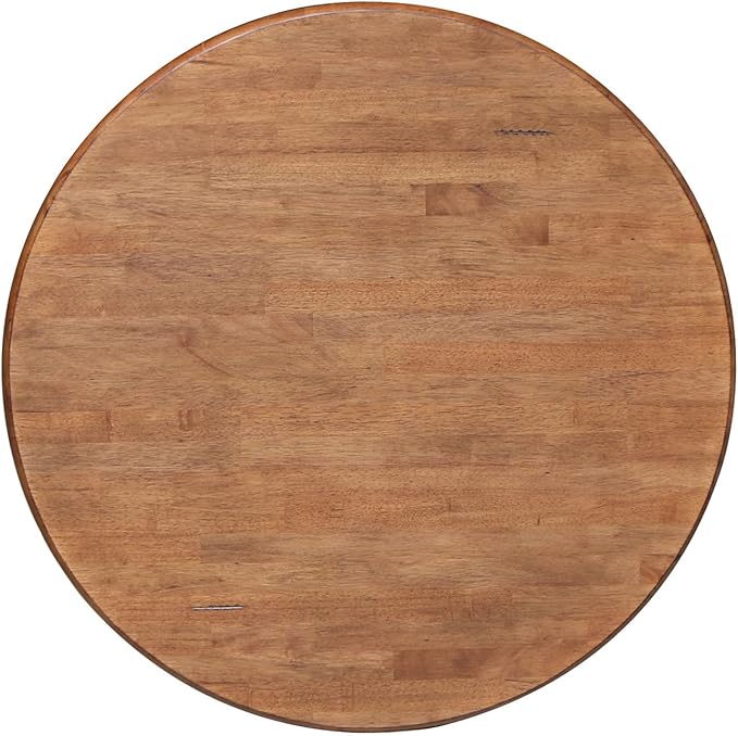 IC INTERNATIONAL CONCEPTS 36" Solid Wood Round Top Pedestal Table in Distressed Oak - 29.1" Height