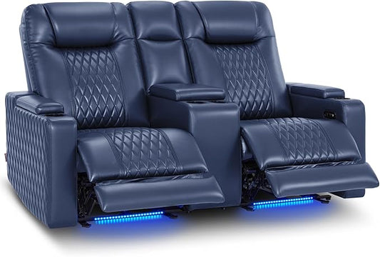 MCombo 80" Zero Gravity Oversized Power Reclining Loveseat with Adjustable Headrest for Living Room, Double Recliner Sofa with USB & Type C, Armrest Storage & LED Light HTS401SET
