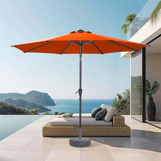 HOMSHADE Outdoor Patio Umbrella - Market Table Pool Deck Umbrella with Push Button Tilt, Crank, UPF50+ UV Protection and Sturdy Ribs, 3-Year Fade Resistance, 220GSM Solution-Dyed Fabric (No base)