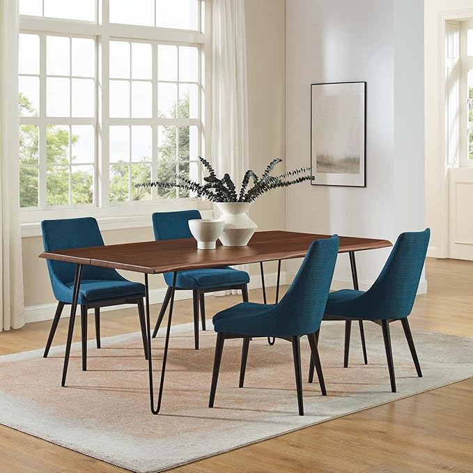Modway Ardor 74" Live Edge Acacia Wood Rectangular Dining Table in Black Walnut