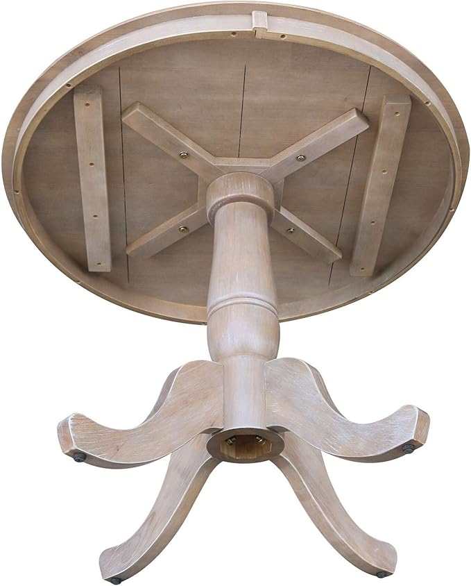 International Concepts 36" Round Top Pedestal Table-28.9" H, Washed Gray Taupe