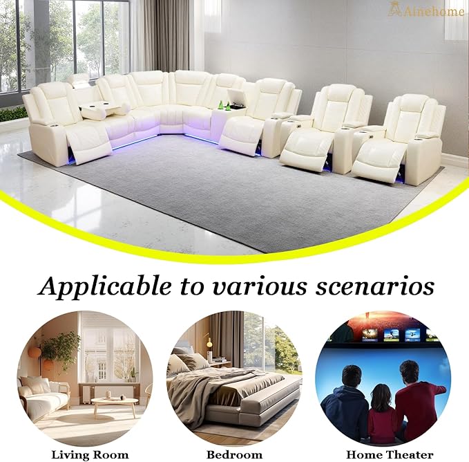 A Ainehome Living Room Furniture Reclining Sectional Sofa Set, Power Recliner Adjustable Sofa, Loveseat and Chair with USB Chargers/Storage Console for Living Room/Office/Home Theather(B-Off-White)