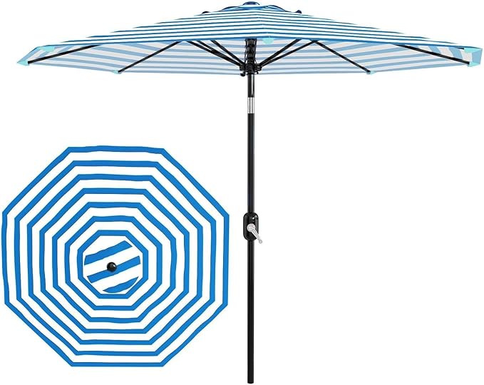 Garvee 10FT Patio Umbrella - Outdoor Table Umbrella with Crank Lift & Push Button Tilt - Market Umbrella 8 Sturdy Ribs UV Protection for Pool, Deck, Yard, Garden