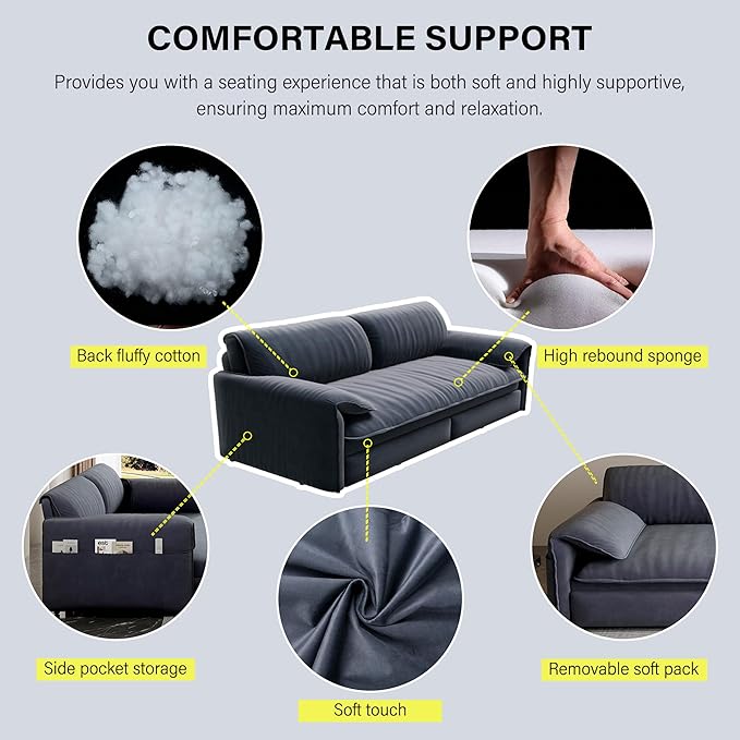 Eafurn 66" Convertible Sofa Bed Queen Size, 3-in-1 Pull Out Sleeper Couch Sofabed, Modern Velvet Loveseat Chaise Lounge w/Side Storage Pocket for Living Room Office | Removable Cushions