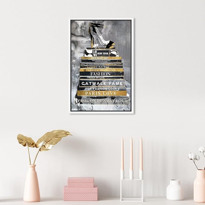 The Oliver Gal Artist Co. Fashion and Glam Wall Art Framed Canvas Prints 'Fashion Thoughts Noir Classic' Shoes
