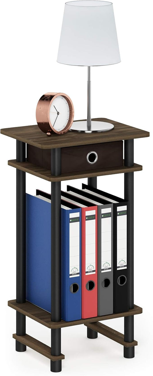 Furinno Turn-N-Tube Tall End Table, Columbia Walnut/Black/Dark Brown