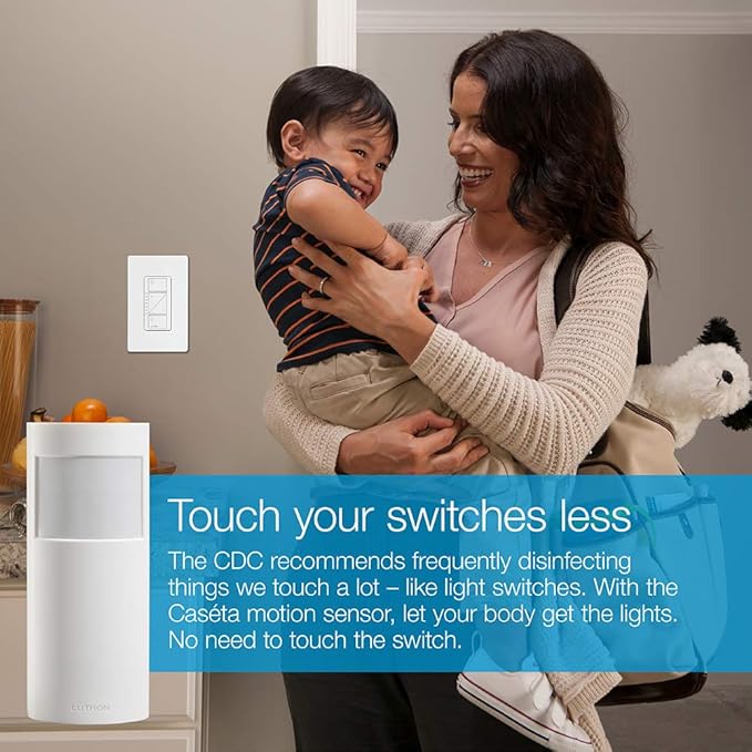 Lutron Caséta Motion Sensor, Occupancy/Multi-Location, with Smart Dimmer Switch | White