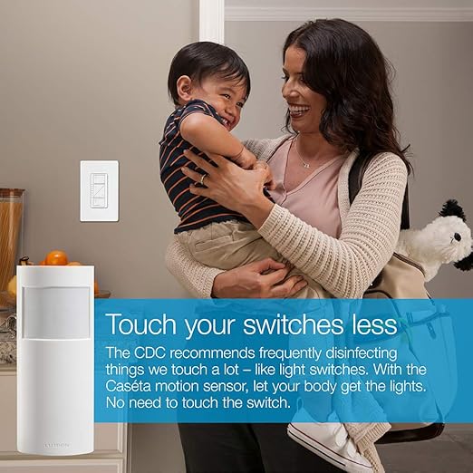 Lutron Motion Sensor with Smart Switch and Original Light Switch for Closets, Pantries, Basements, for Any Bulbs, Occupancy Vacancy Sensor, Single-Pole/ 3 Way, Motion Sensor with Smart Switch