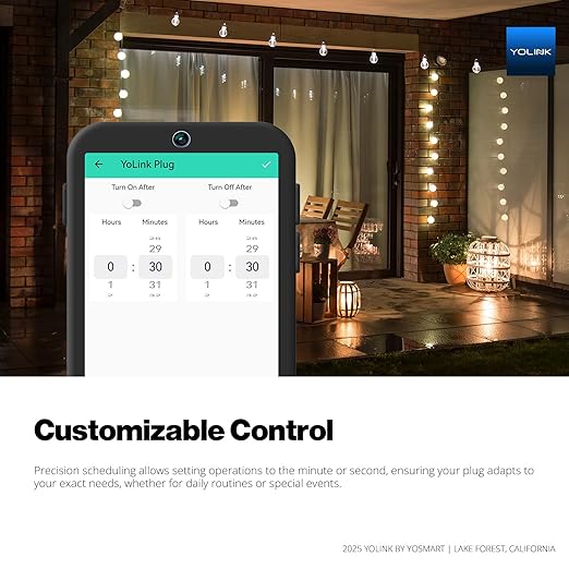 YoLink Plug Mini, 2-Pack, Ultra-Compact Smart Outlet with Over-Temperature Protection & Precision Scheduling, 1/4 Mile LoRa Range, Alexa, Google Assistant Integration, Hub Included