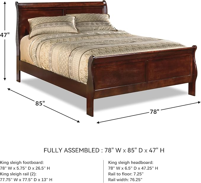 Signature Design by Ashley Alisdair Traditional King Sleigh Bed, Foundation or Box Spring Needed, Dark Brown