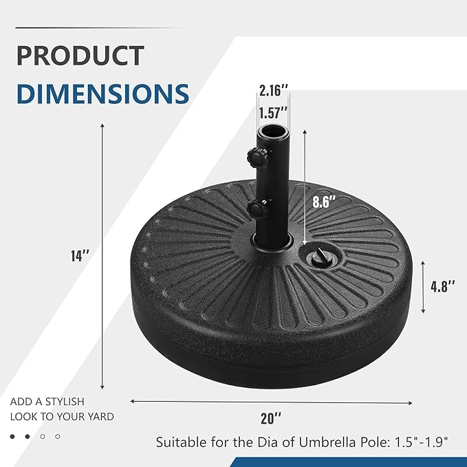 HYD-Parts 9FT Patio Umbrella Outdoor Table Umbrella,Market Umbrella with Push Button Tilt and Crank for Garden, Lawn, Deck, Backyard & Pool, with a Base (Green)