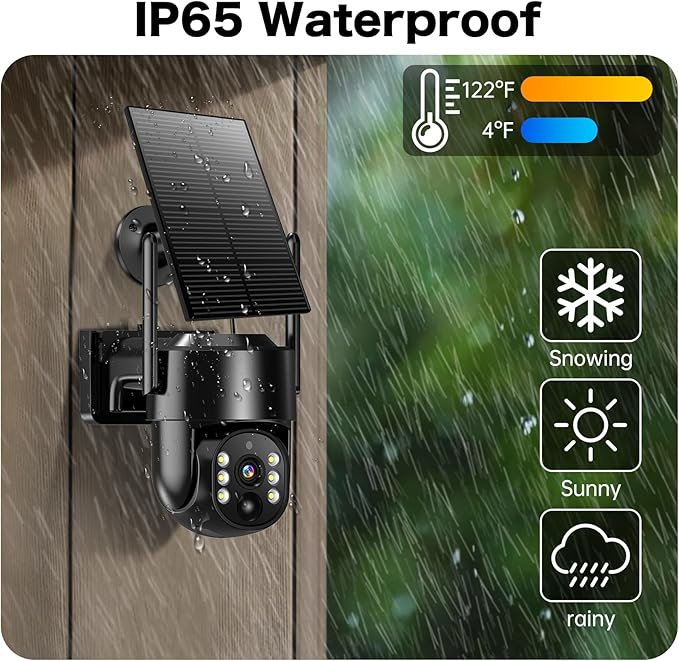 Solar Security Cameras Wireless Outdoor, 5G/2.4G Solar WiFi Cameras for Home Security, Solar Powered Outside Camera Wireless,Human Detection, Color Night Vision, 2-Way Talk (black02)