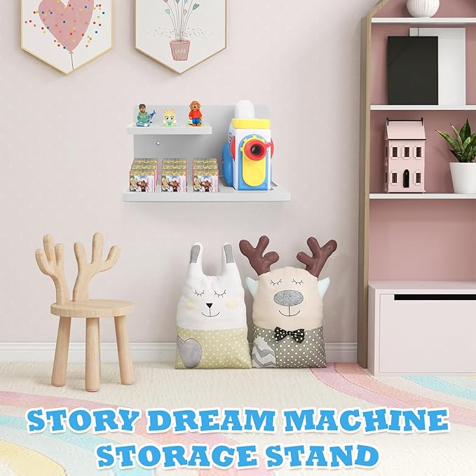 Wall Shelf Compatible with Little Tikes for Story Dream Machine Books Starter Set, for Little Tikes for Storytime Audio Play Real for Littles Character Storage Floating Shelves Blue (Grey)