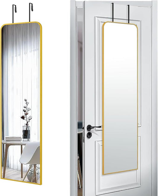 47x14 Mirror Full Length Door Hanging Wall Mounted Aluminum Alloy Metal Frame Dressing Make-up Save Space Half Body Mirrors for Entryway Bedroom Bathroom Living Room 47 inch Gold