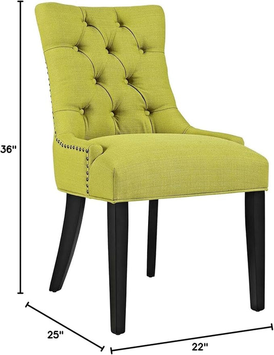 Modway Regent Modern Tufted Upholstered Fabric Two Dining Chairs with Nailhead Trim in Wheatgrass