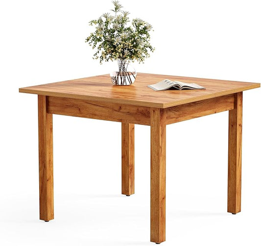 LITTLE TREE 39 Inches Square Dining Table for 4 People, Brown Wooden Kitchen Table Small Dinner Table, Modern Dining Room Tables for Living Room, Kitchen, Oak Brown