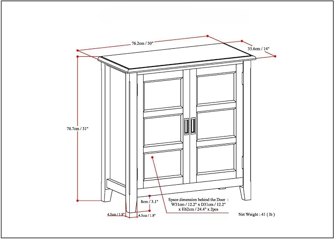 SIMPLIHOME Burlington SOLID WOOD 30 inch Wide Transitional Low Storage Cabinet in White for the Living Room, Entryway and Family Room