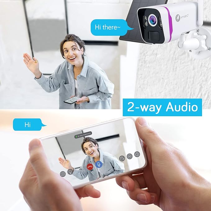 xmartO WiFi 6 Wire-Free Solar Home Security Camera System Wireless, 4-Cam 4MP QHD CCTV Camera Kit with 10CH Expandable 4K WiFi NVR and Past 120-Day Video Storage (SCS-2K104-PARENT) (1-CAM Combo)
