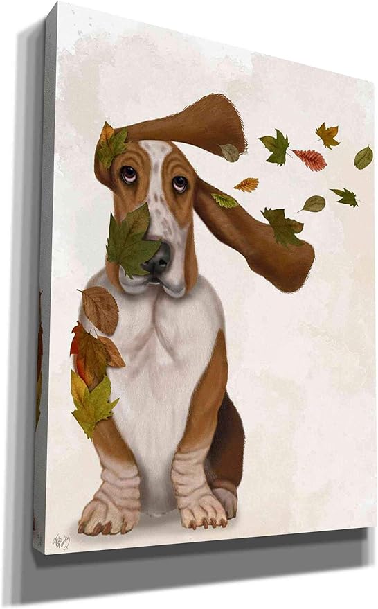 Epic Graffiti 'Basset Hound Windswept and Interesting' by Fab Funky Canvas Wall Art, 18"x26"