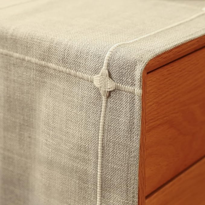 Modern Nightstand Cover with Tassels,Rustic Plaid End Table Cover Cloth,Square nightstand dust Cover and Dresser Cover top for Living Room.Machine Washable (Grey,35.4" L x 15.7" W)