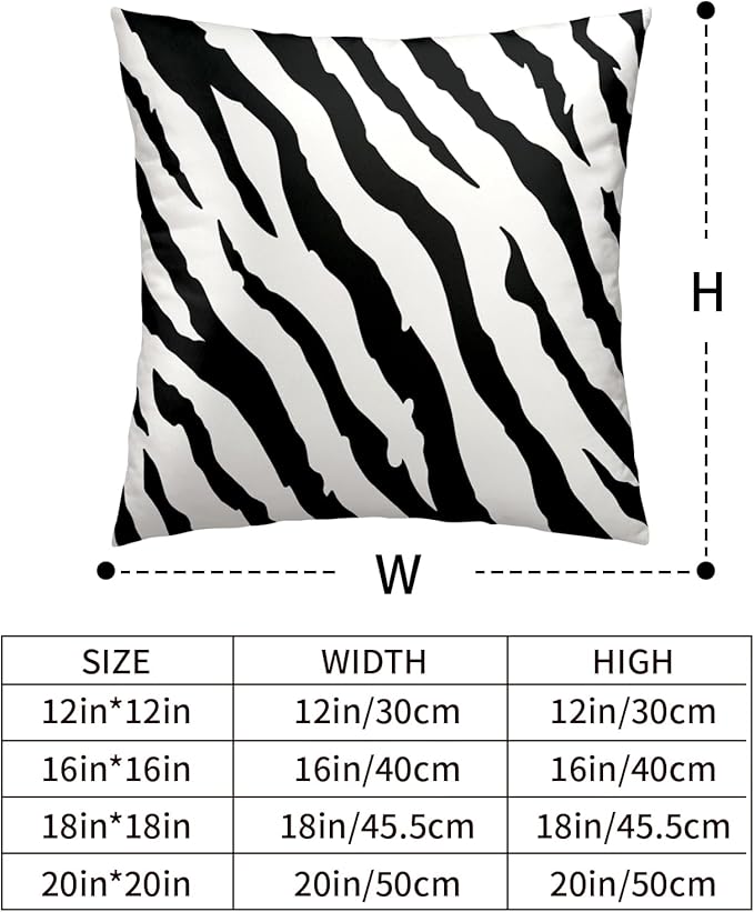 Zebra Striped Printed Throw Pillow Covers 22x22 Black and White Decorative Couch Pillow Covers Abstract Square Art Pillow Cases Home Decor for Sofa Bed in 2 Pcs